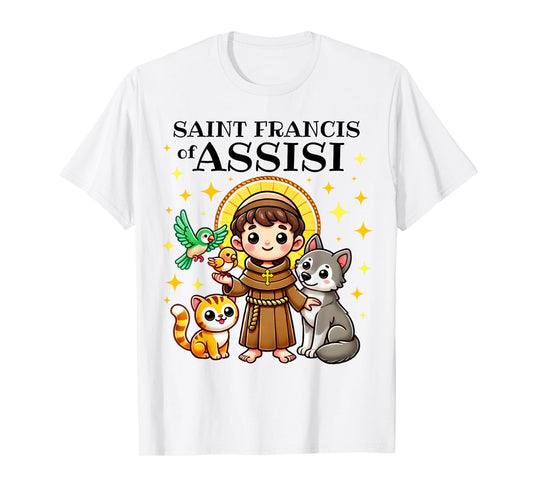 Saint Francis of Assisi Saint of Animals Catholic for kids T-Shirt