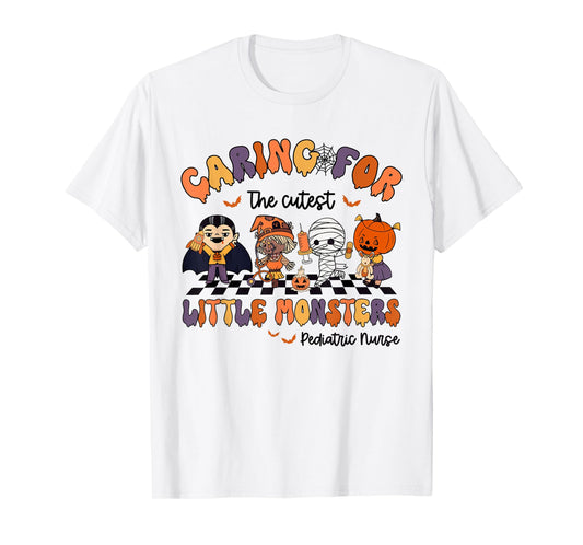 Caring For The Cutest Little Monsters Peds Nurse Halloween T-Shirt