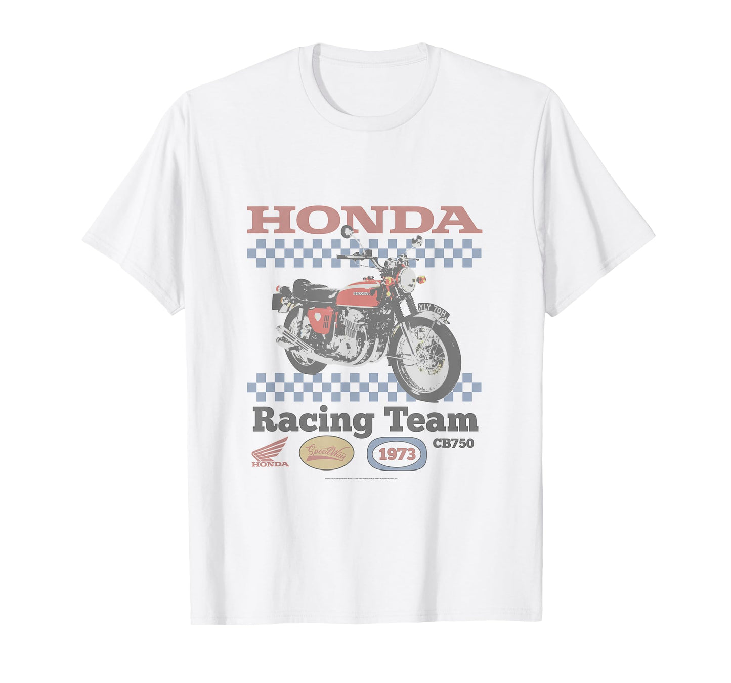 Honda Powersports Vintage CB750 Racing Team Checkered T-Shirt