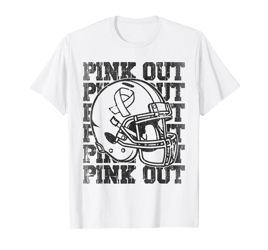 Pink Out Breast Cancer Awareness Football Mom Girls T-Shirt