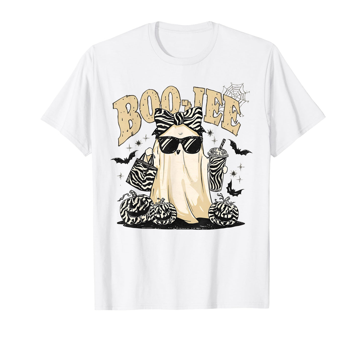 Coquette Leopard Ghost Coffee Boo-JEE Halloween Boujee Ghost T-Shirt