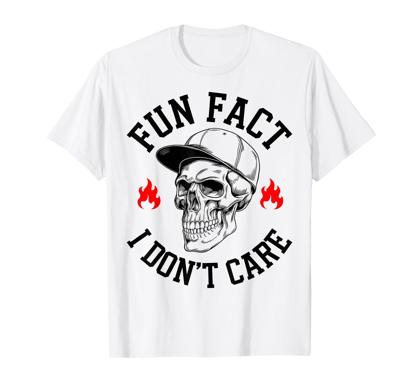 Fun Fact I Don't Care Vintage Skeleton Sarcastic Adult Humor T-Shirt