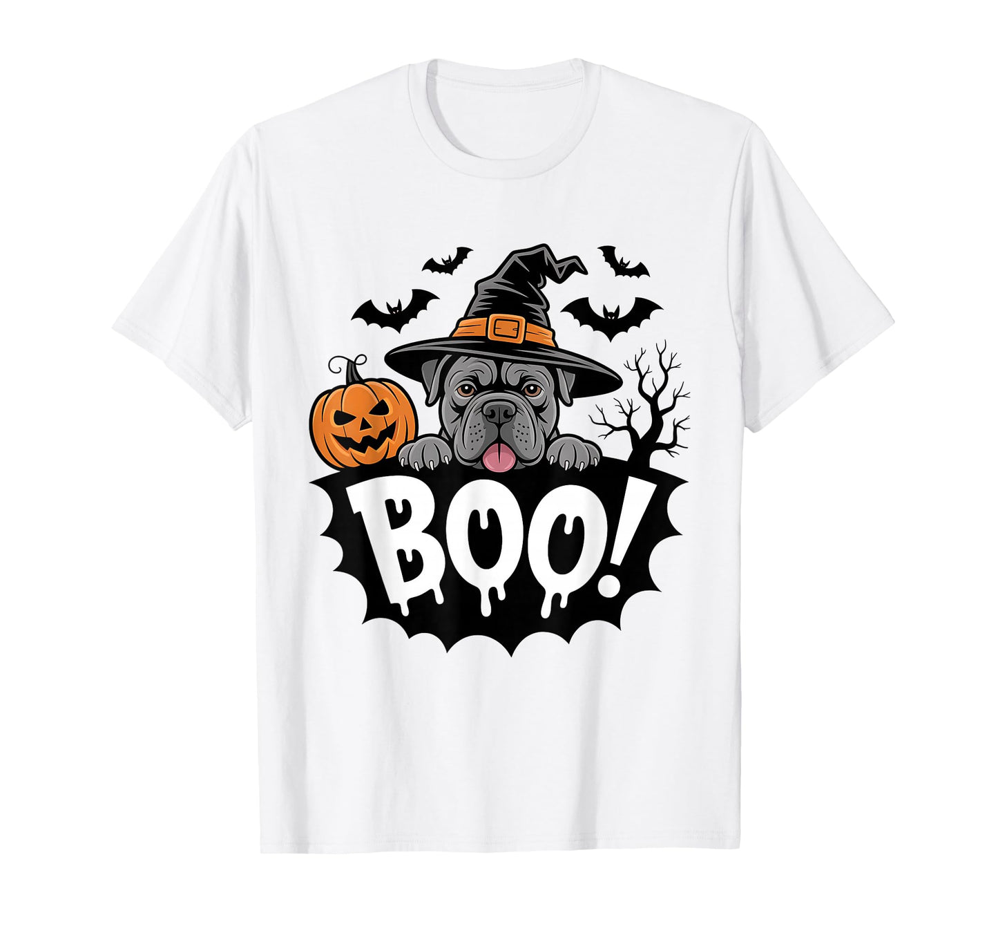 Halloween Cane Corso Dog Witch Hat Spooky Pumpkin Boo! T-Shirt
