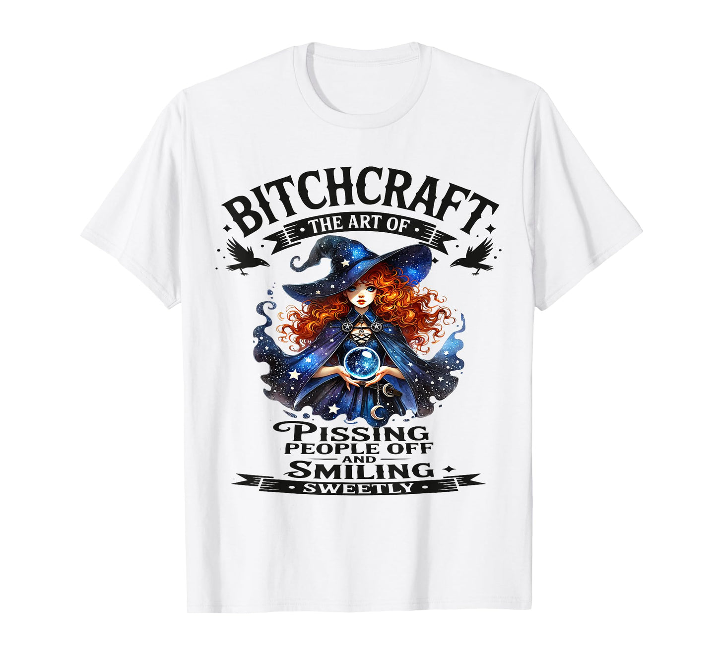 Halloween Vintage Witch Bitchcraft Gothic Sassy Pin Up Girl T-Shirt