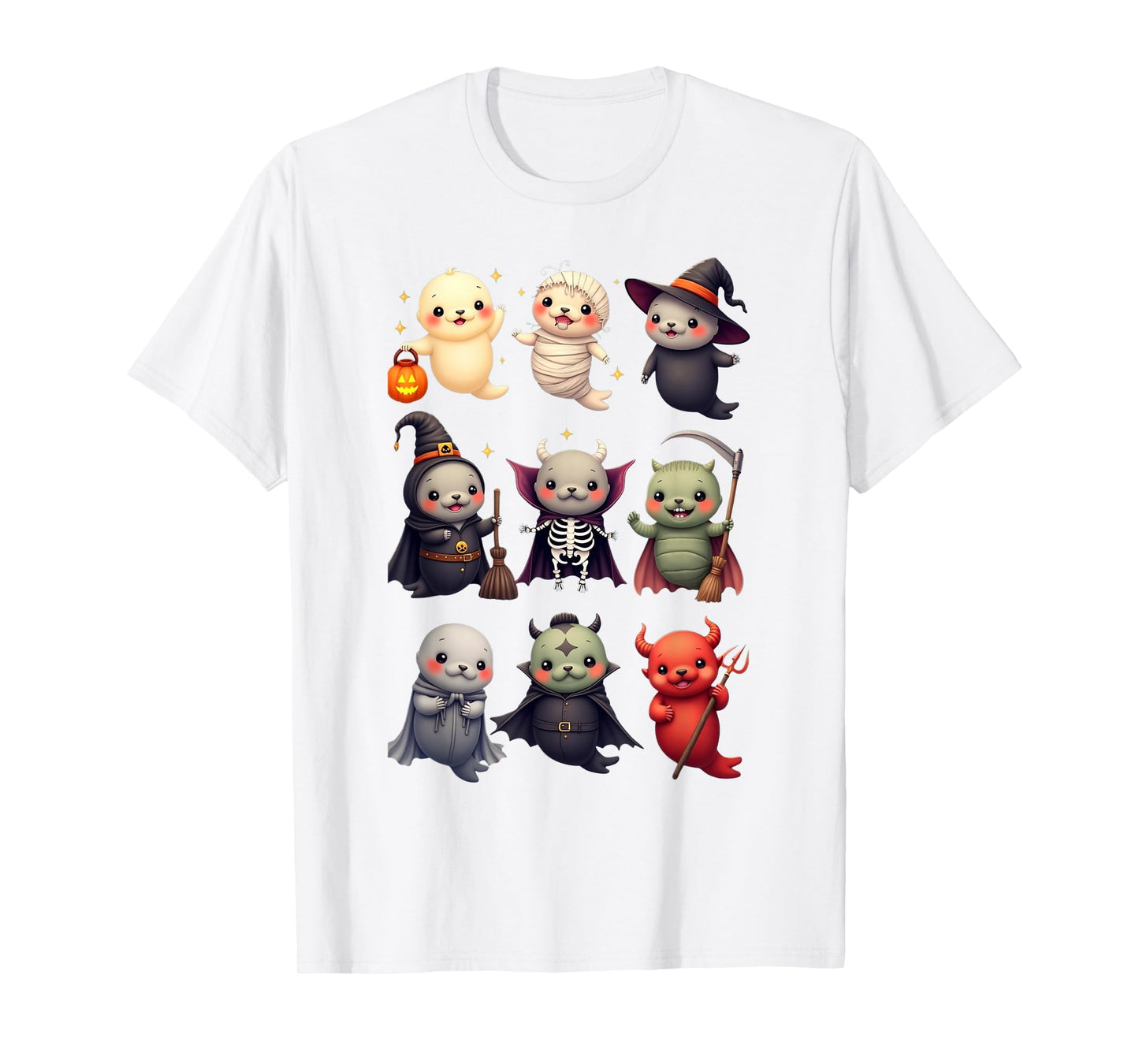 Funny Cute Manatee Boo Witch Zombie Vampire Halloween T-Shirt