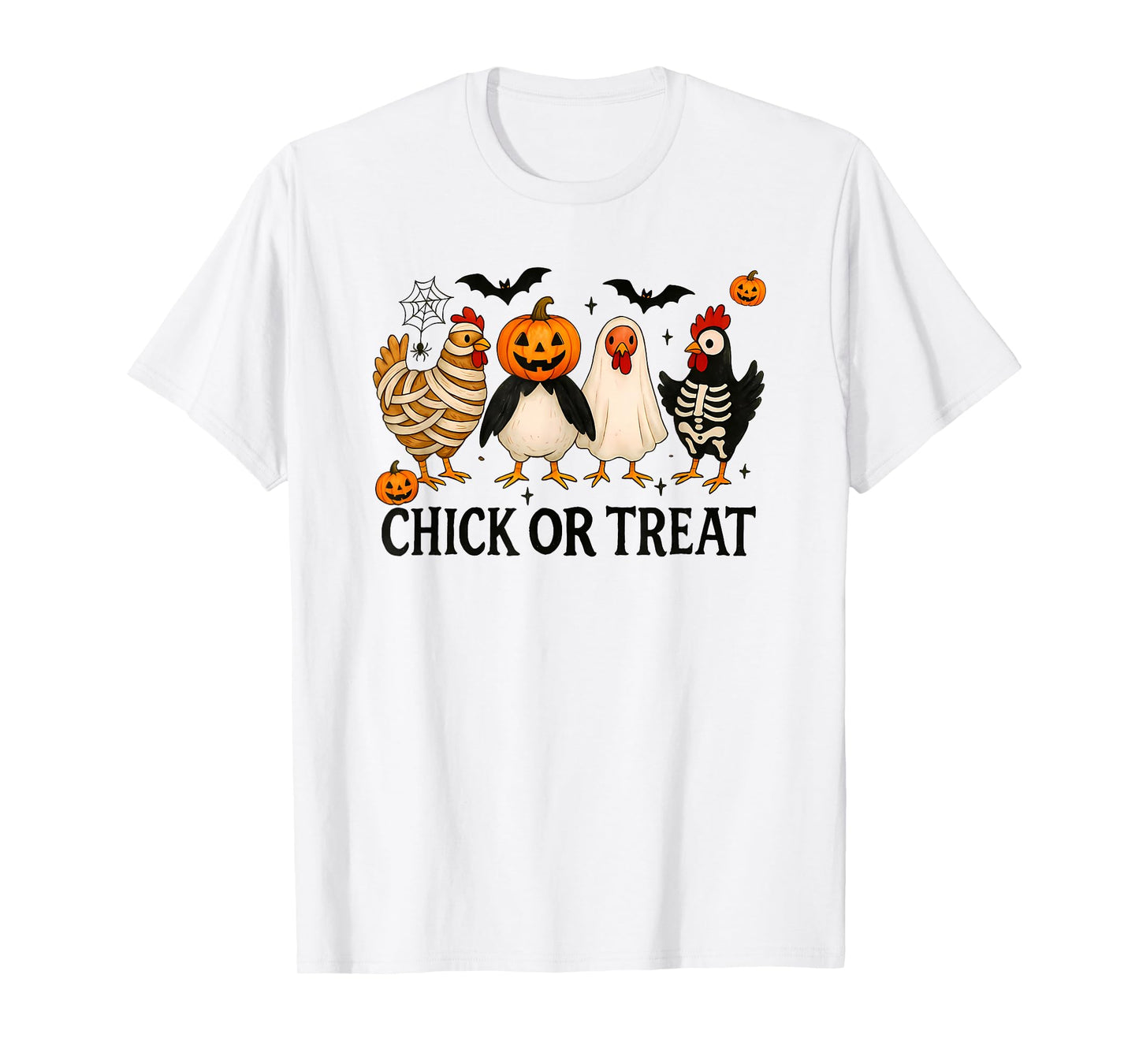 Chick Or Treat Halloween Pumpkin Ghost Spooky Funny Chicken T-Shirt