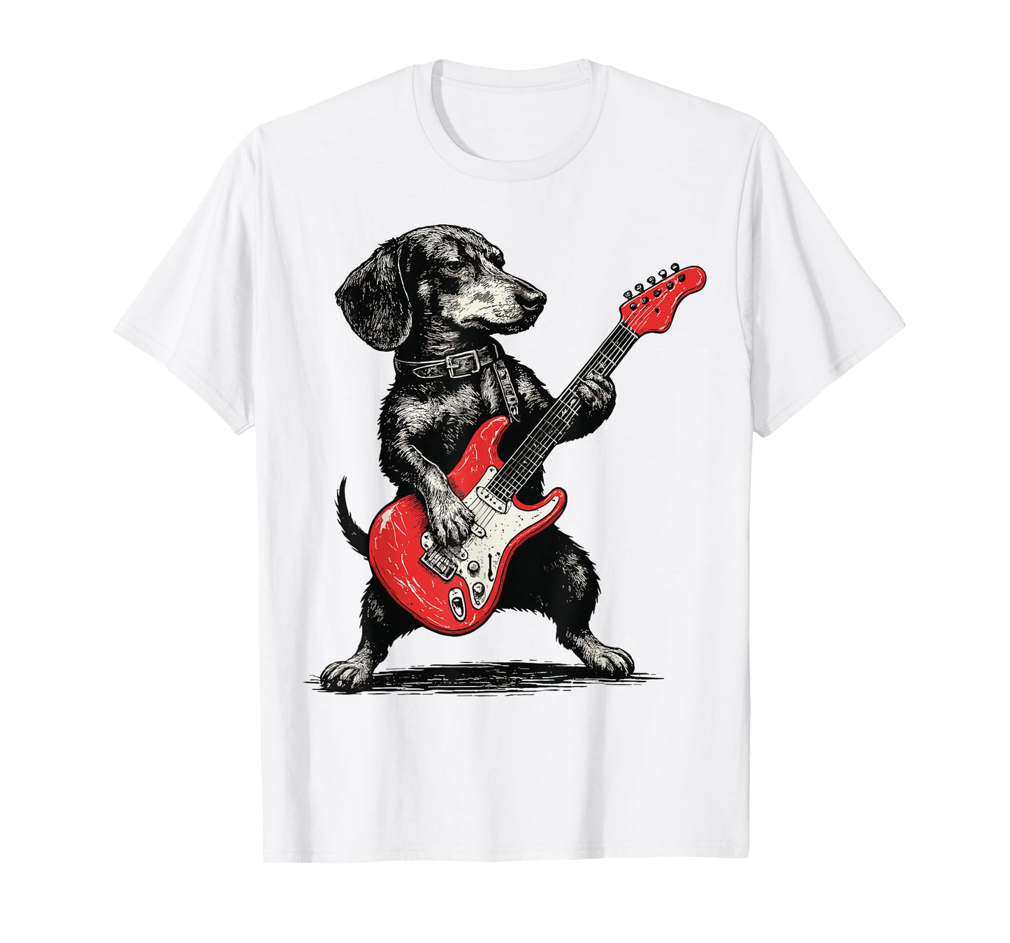 vintage dachshund weenie playing guitar T-Shirt