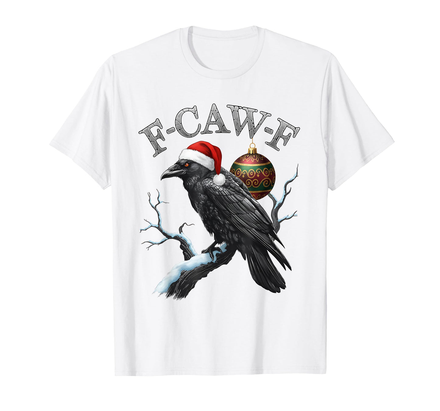 Black Crow, F-Caw-F Santa Hat Black Bird Gothic Christmas T-Shirt