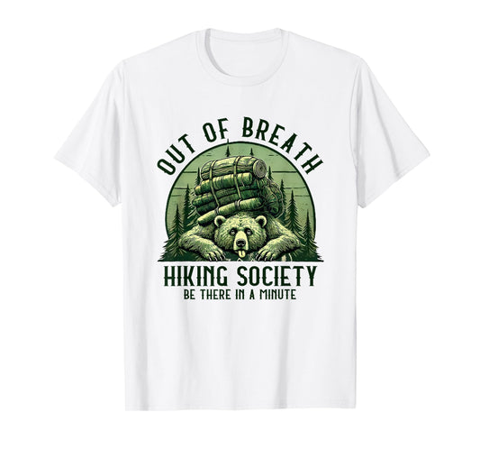 Out of Breath Hiking Society Funny Bear Outdoorsy Vintage T-Shirt