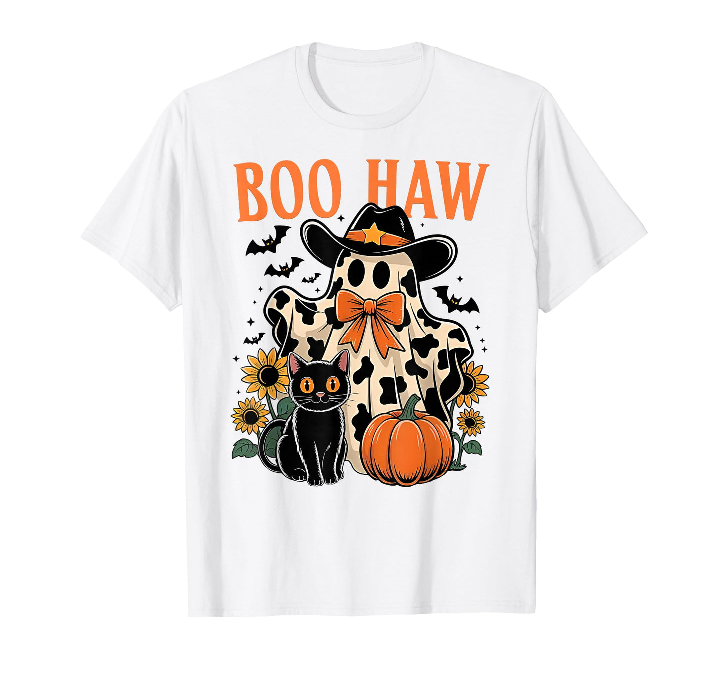 Boo Haw Retro Western Halloween Ghost Howdy Pumpkin T-Shirt