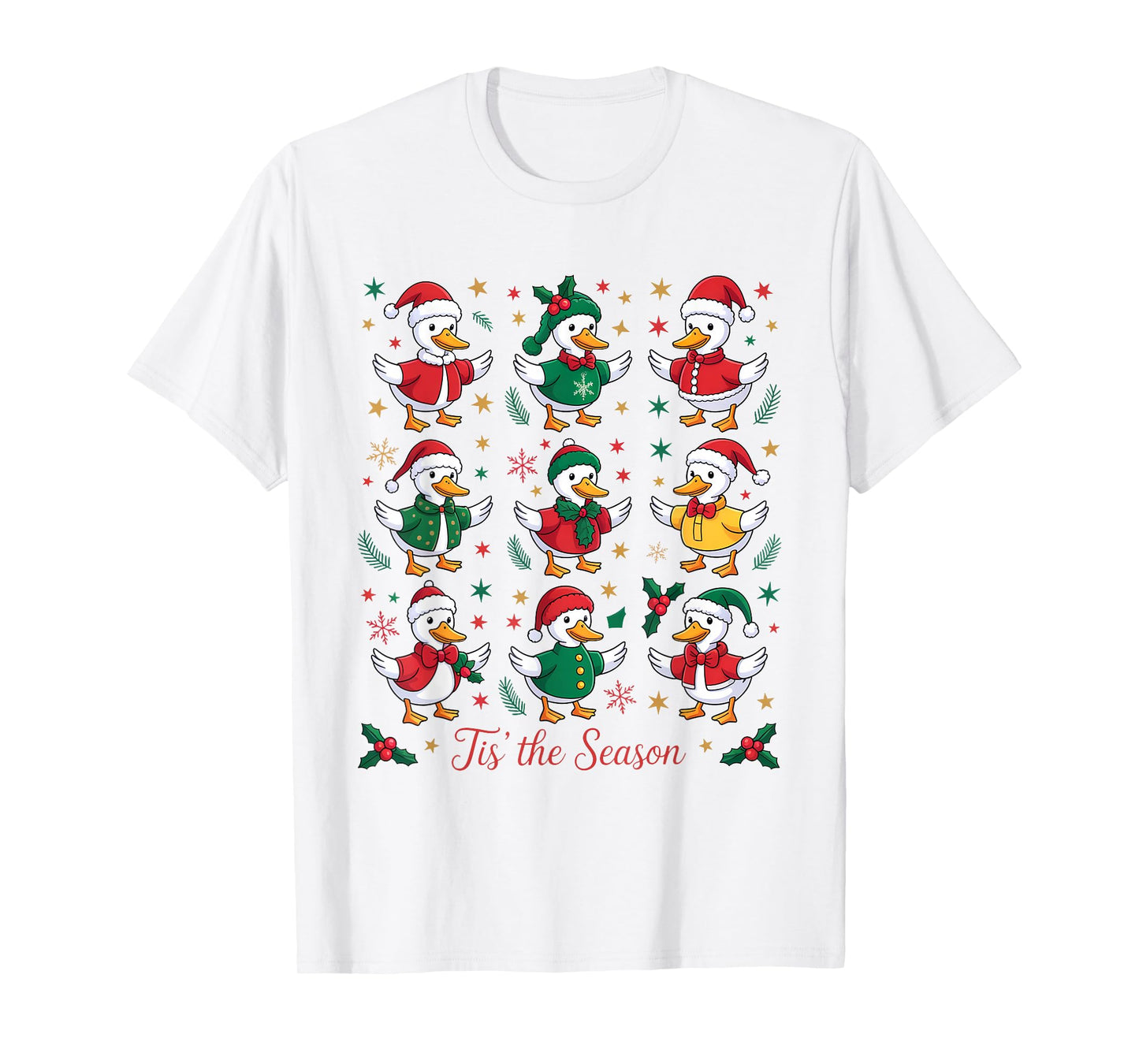 Retro Silly Goose Santa Cute Merry Christmas Tis The Season T-Shirt