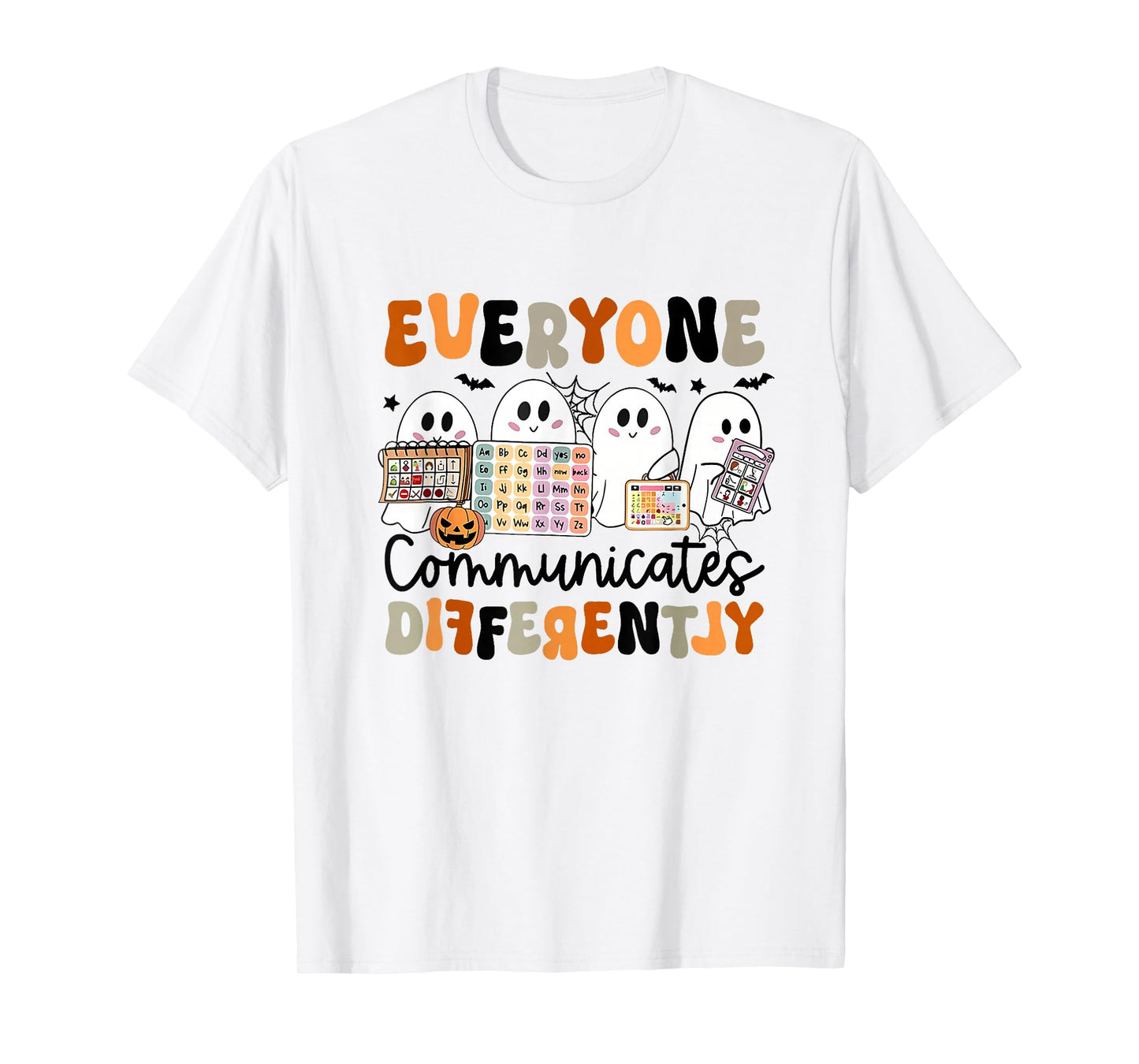 Halloween SLP Groovy Everyone Communicates Differently Sped T-Shirt
