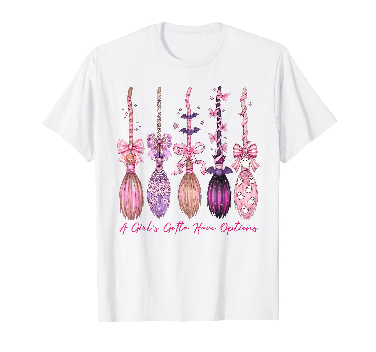 Cute Preppy Halloween A Girls Gotta Have Options Witch Broom T-Shirt