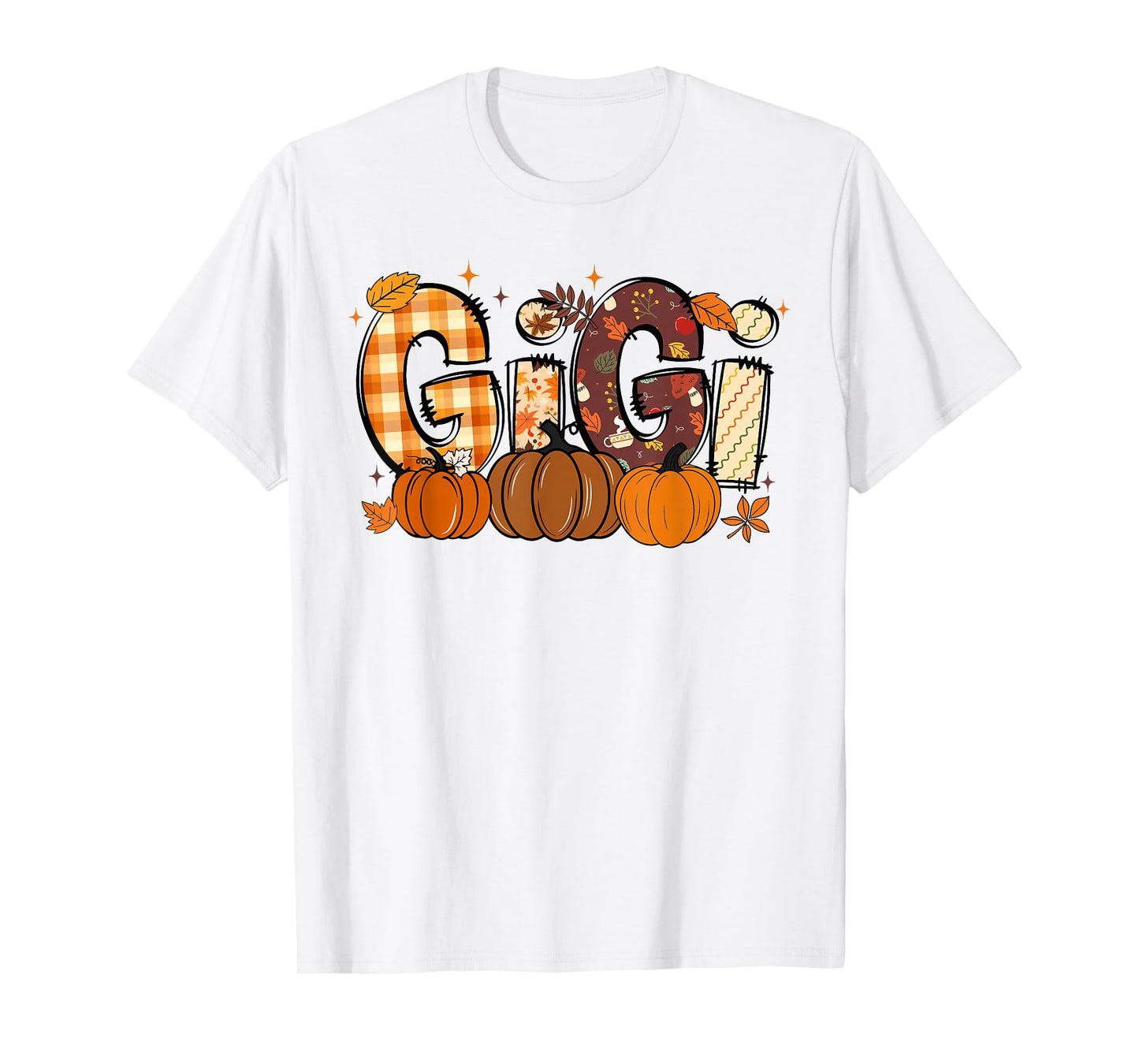 Retro Gigi Pumpkin Fall Leaves Grandma Fall Thanksgiving T-Shirt