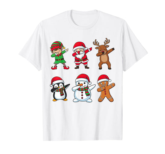 Dabbing Christmas Santa Claus Gingerbread Reindeer Men Boys T-Shirt