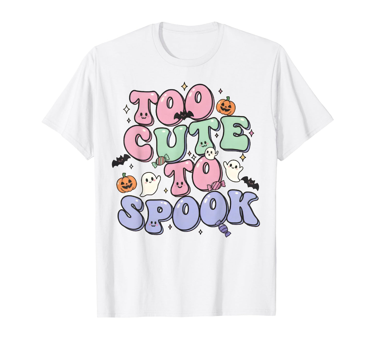 Too Cute to Spook, Trick Or Treat, Groovy Spooky Halloween T-Shirt