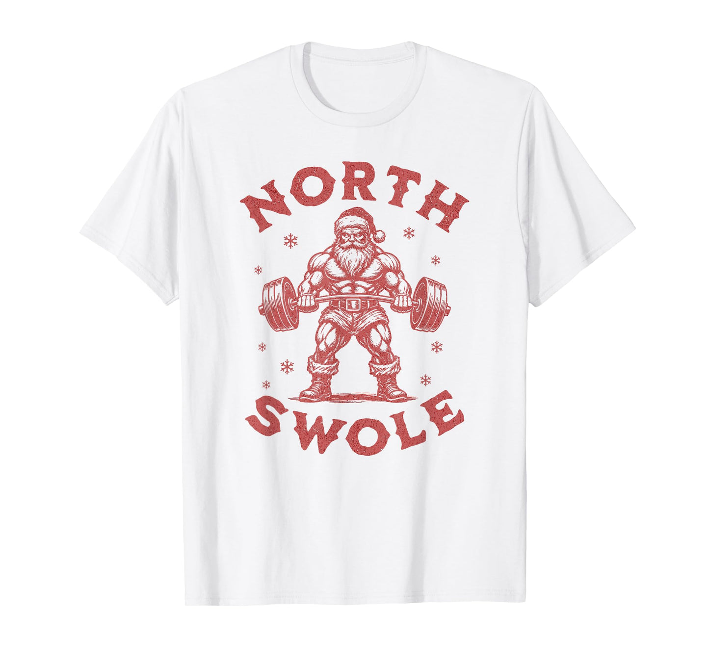 Vintage North Swole Shredded Santa Funny Gym T-Shirt