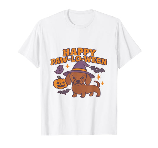 Cutest Dachshund Doxie in Witch Hat Halloween Costume T-Shirt
