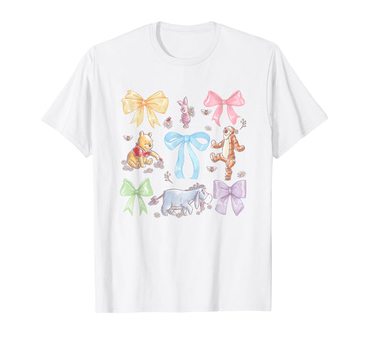 Disney Winnie the Pooh Cute Group Shot Sketch Chest Logo T-Shirt