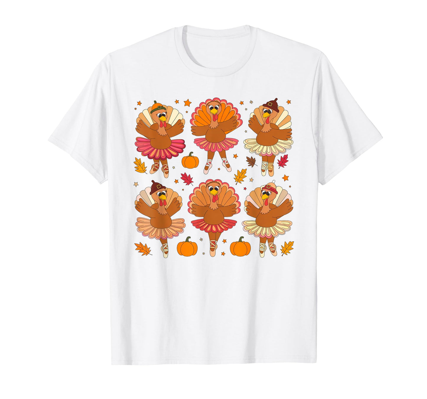 Autumn Ballerinas Dancing Cute Turkey Thanksgiving Girls T-Shirt