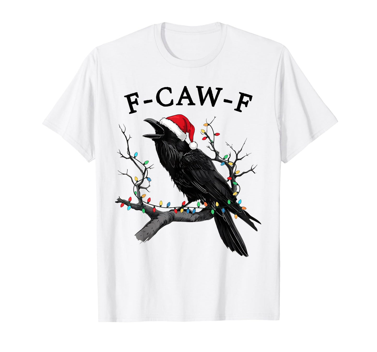 Black Crow, F-Caw-F Funny Christmas Raven Santa Hat Xmas PJs T-Shirt