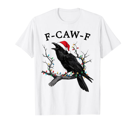 Black Crow, F-Caw-F Funny Christmas Raven Santa Hat Xmas PJs T-Shirt