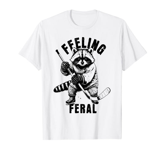 Feeling Feral Funny Feral Raccoon Hockey T-Shirt