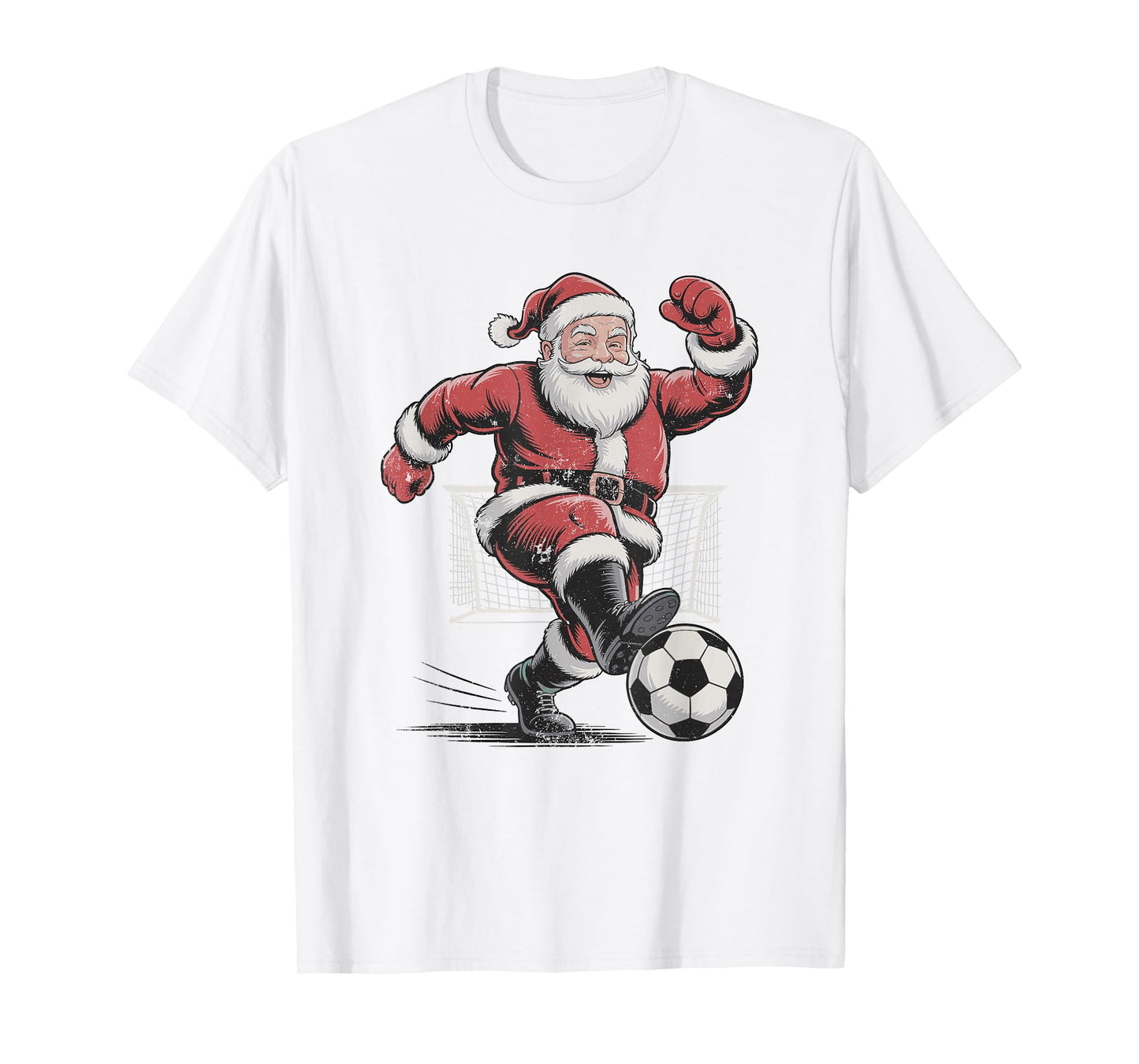 Santa Playing Soccer Retro Vintage 90s Christmas Holiday T-Shirt