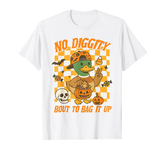 Halloween Mallard Duck Spooky No Diggity Bout to Bag Its Up T-Shirt