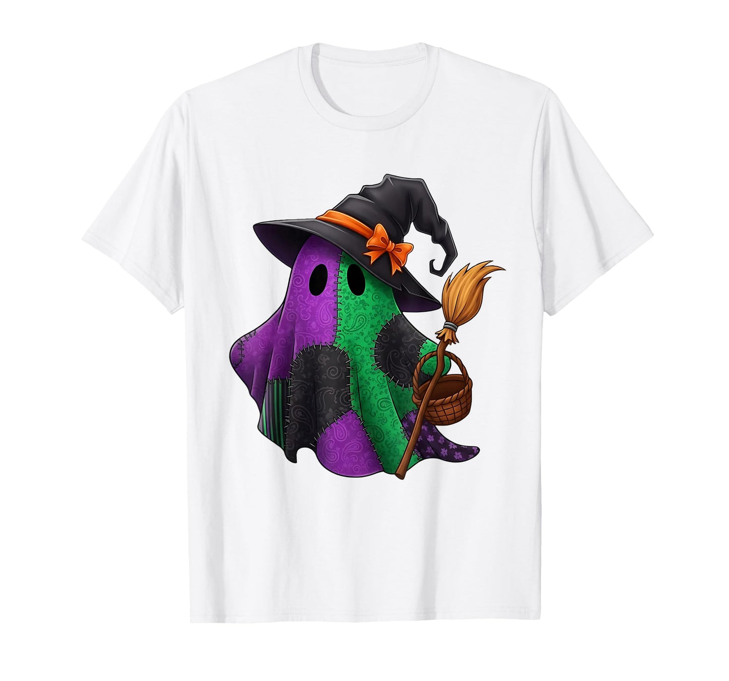 Witch Ghost Spooky Season Witchcraft Kawaii Quilt Coven T-Shirt