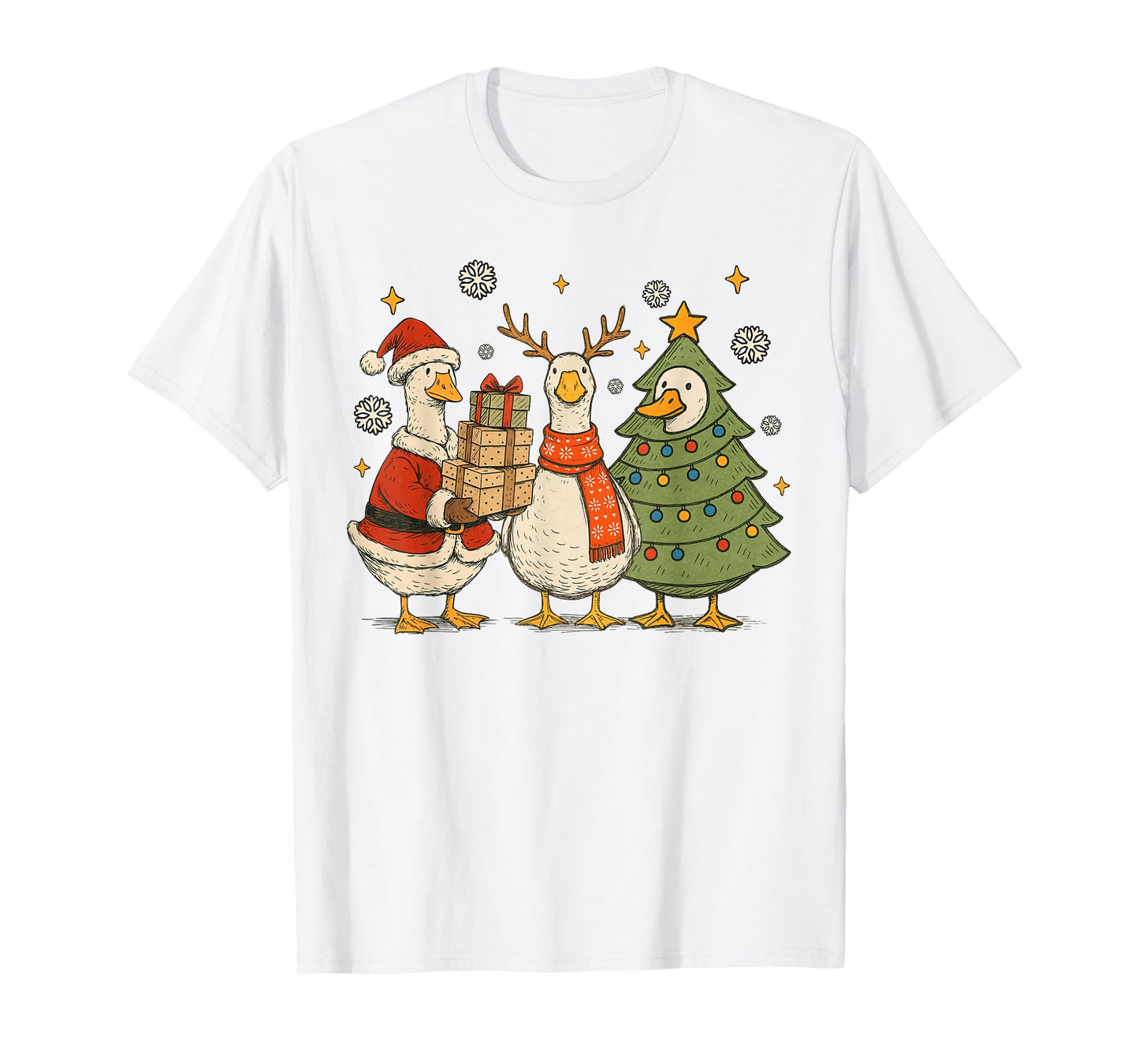 Christmas Goose Xmas Vibes Funny Silly Goose Reindeer T-Shirt