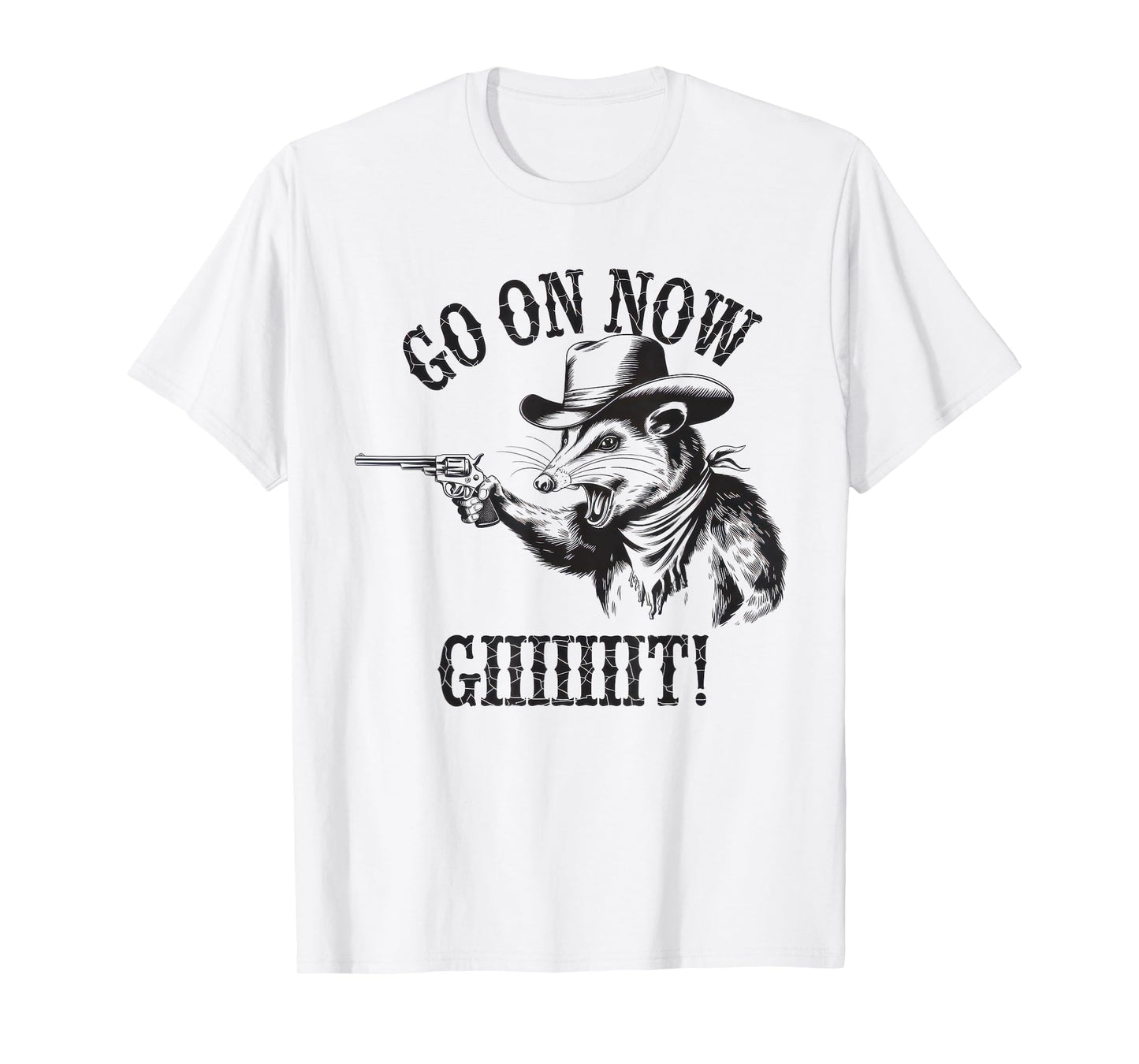 Go On Now Git Tshirt Vintage Cowboy Opossum Country Western T-Shirt
