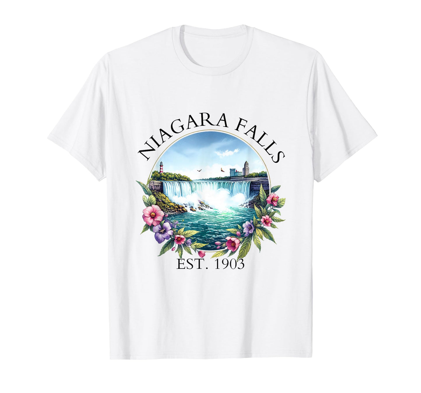 Retro Floral Niagara Falls Trip Outdoor Family Vacation T-Shirt