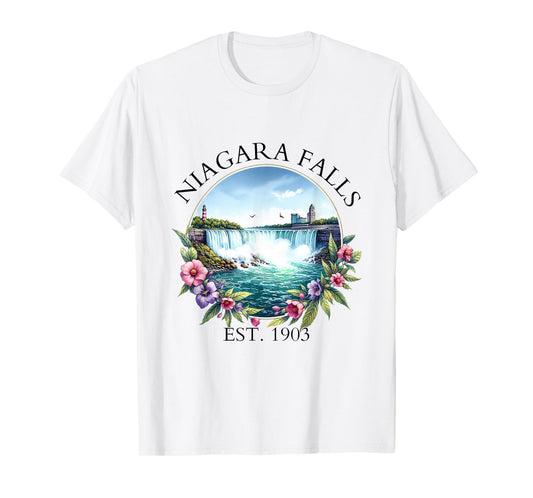 Retro Floral Niagara Falls Trip Outdoor Family Vacation T-Shirt