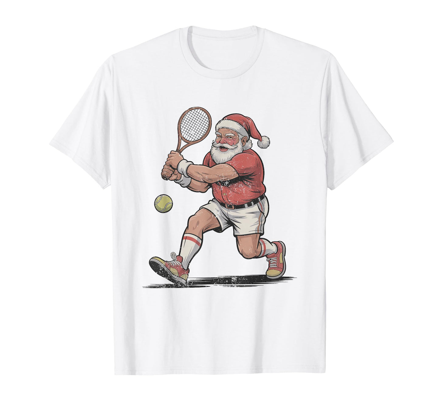 Vintage Santa Playing Tennis Retro Christmas Holiday Sports T-Shirt