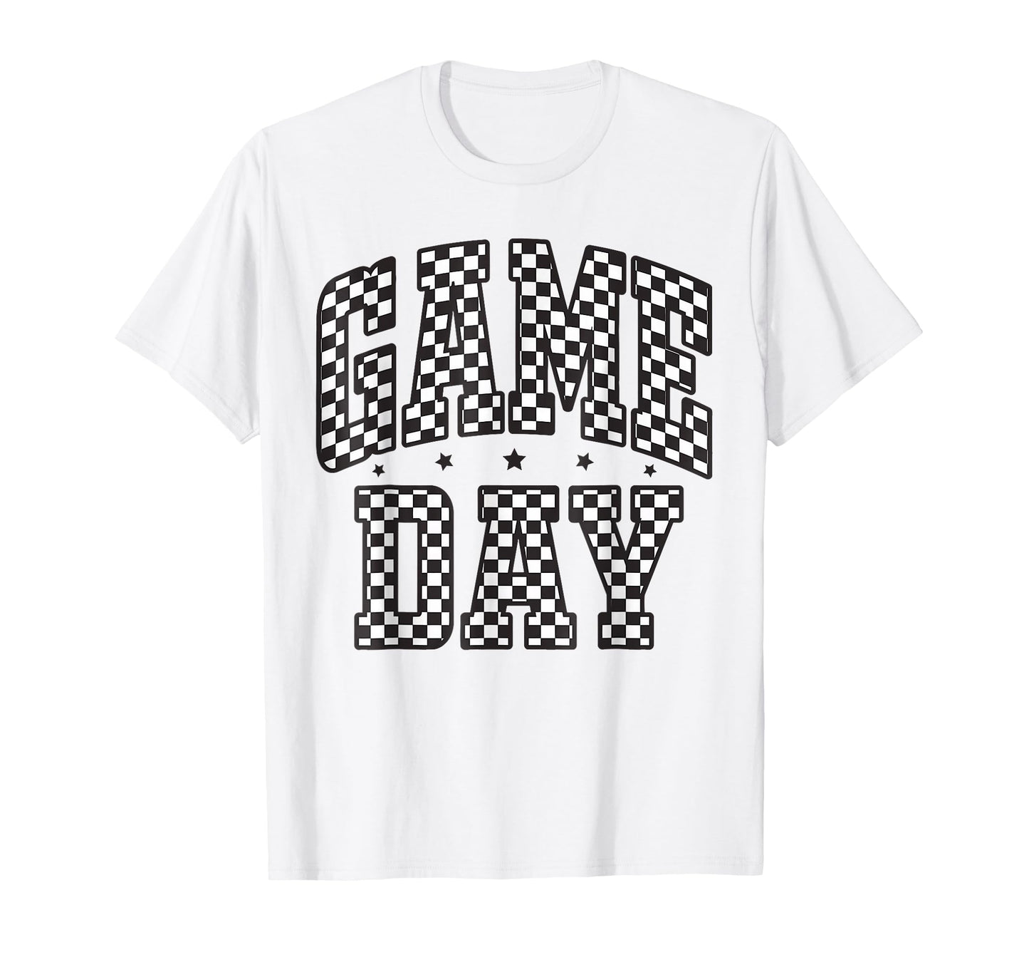Black White Checkered Game Day Funny Football Men Women Cute T-Shirt