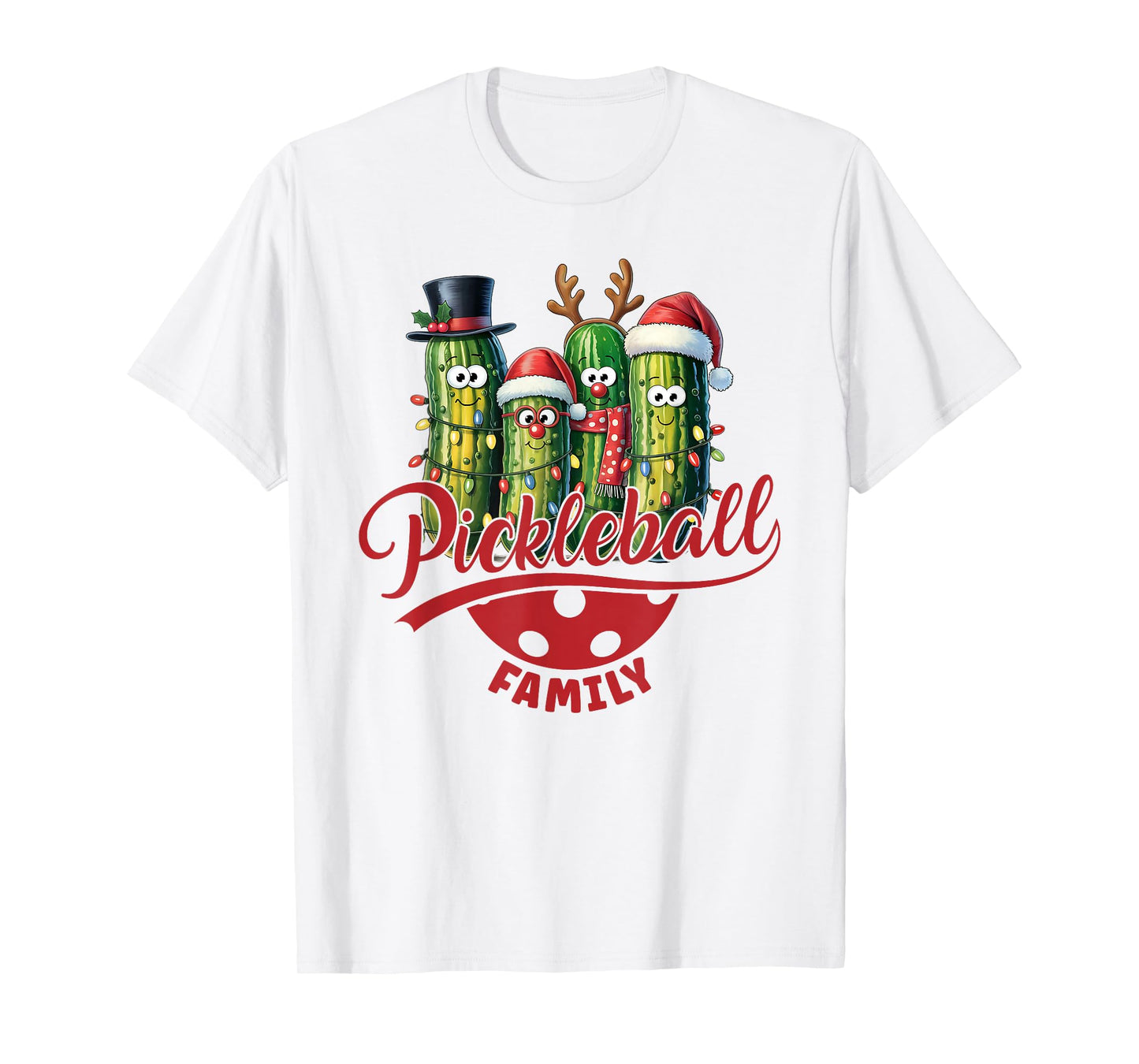 Festive Pickleball Family Matching Christmas Team T-Shirt