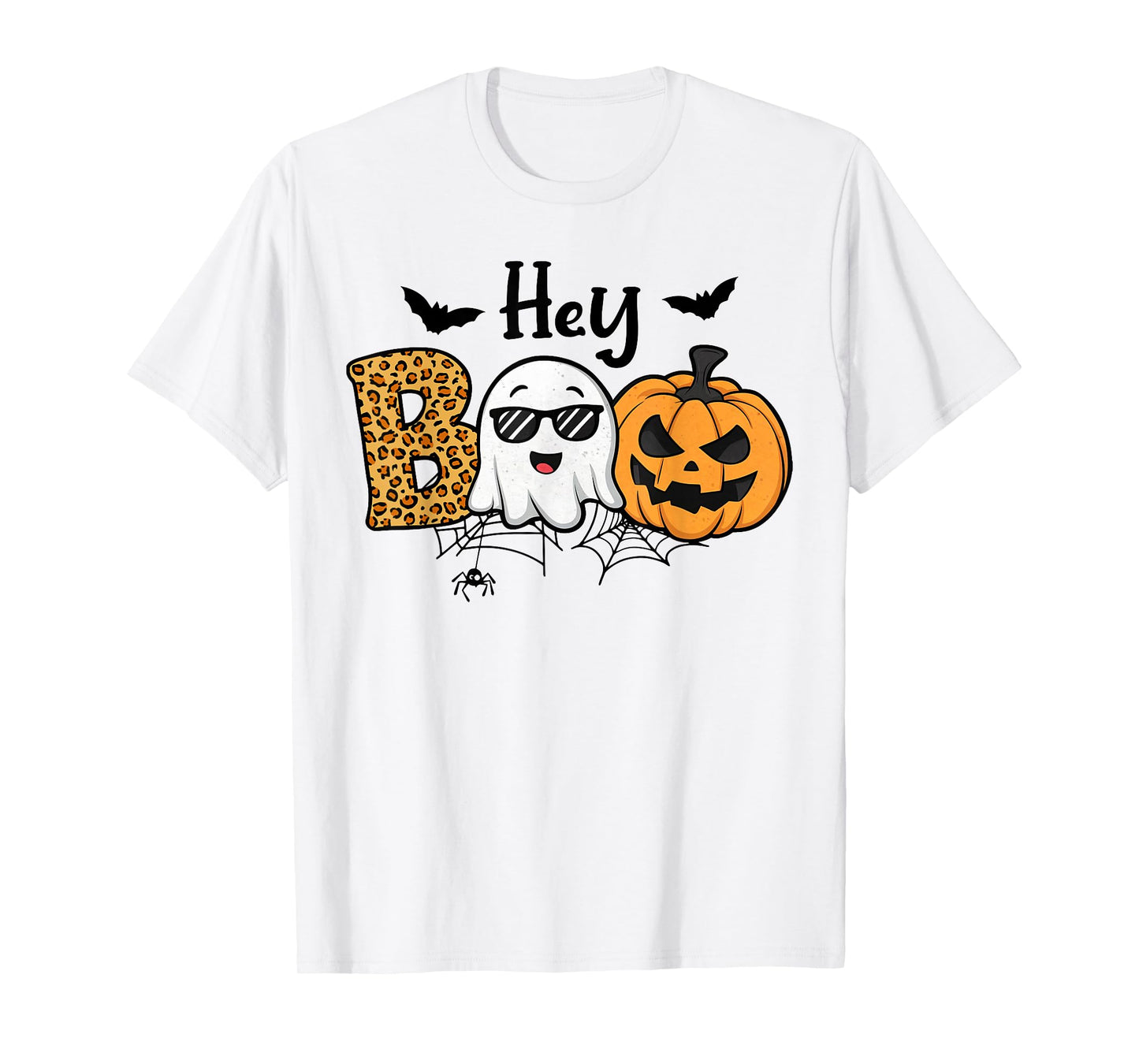Halloween Hey Boo Ghost Pumpkin Costume Women Girls Kids T-Shirt