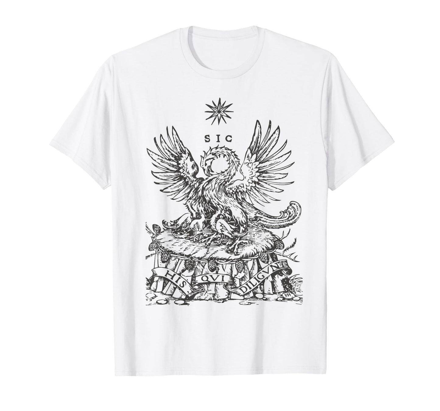 Pelican Traditional Latin Mass Catholic Symbols Woodcut T-Shirt