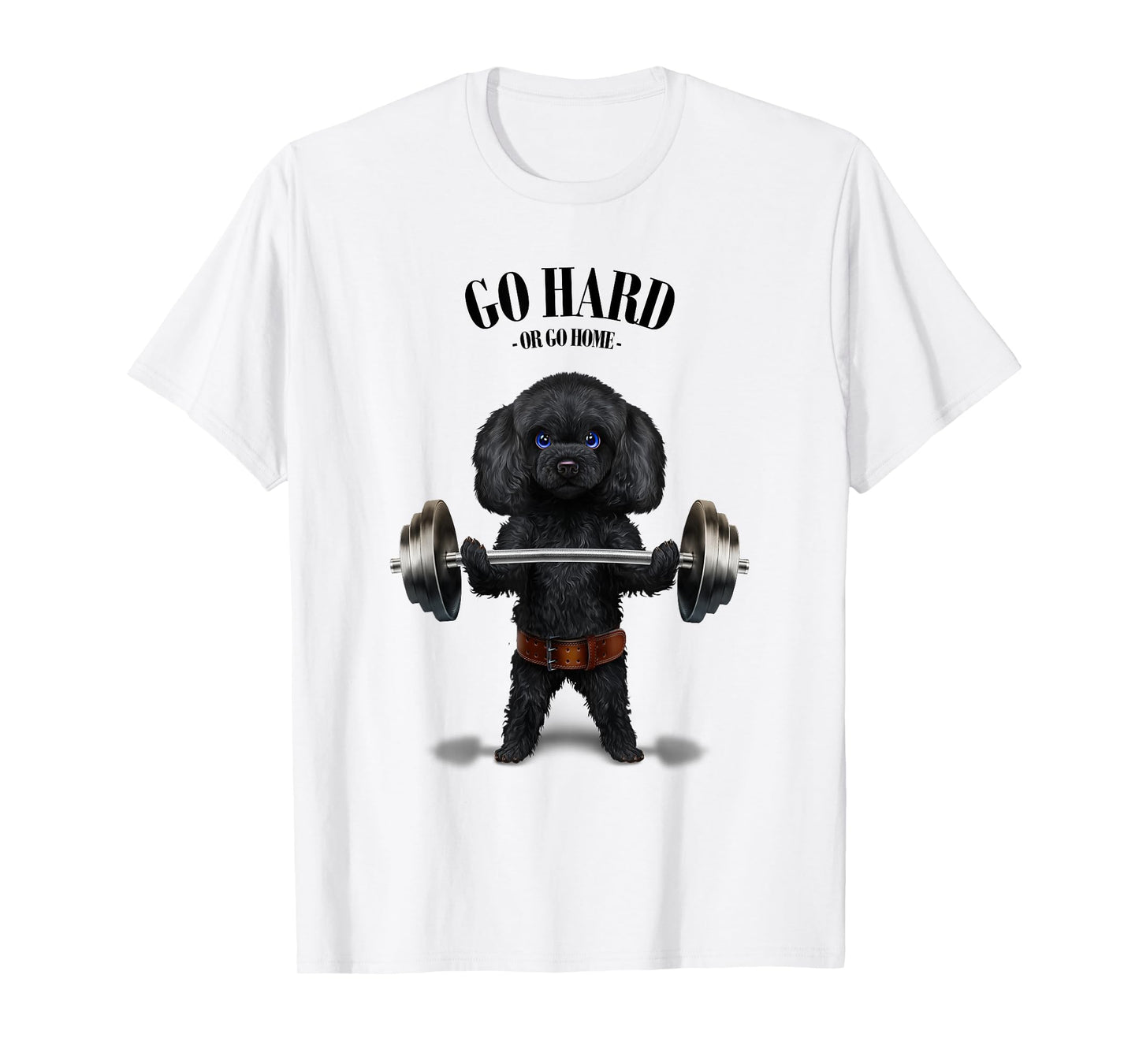 Black Poodle Dog Weightlifting in Fitness Gym Men Women Kids T-Shirt