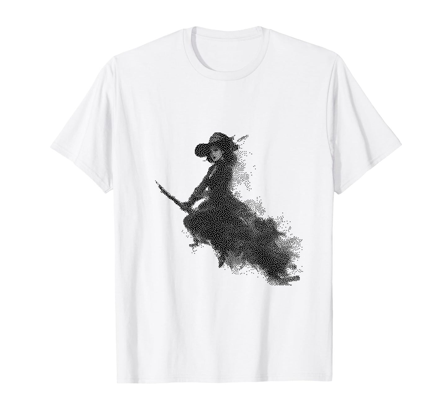 Flying Witch on Broom Halloween Design T-Shirt