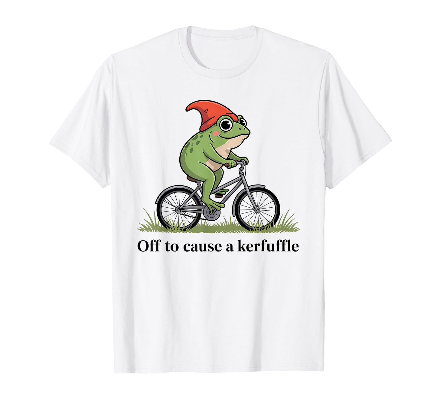 Off to Cause a kerfuffle Funny Frog on Bike T-Shirt