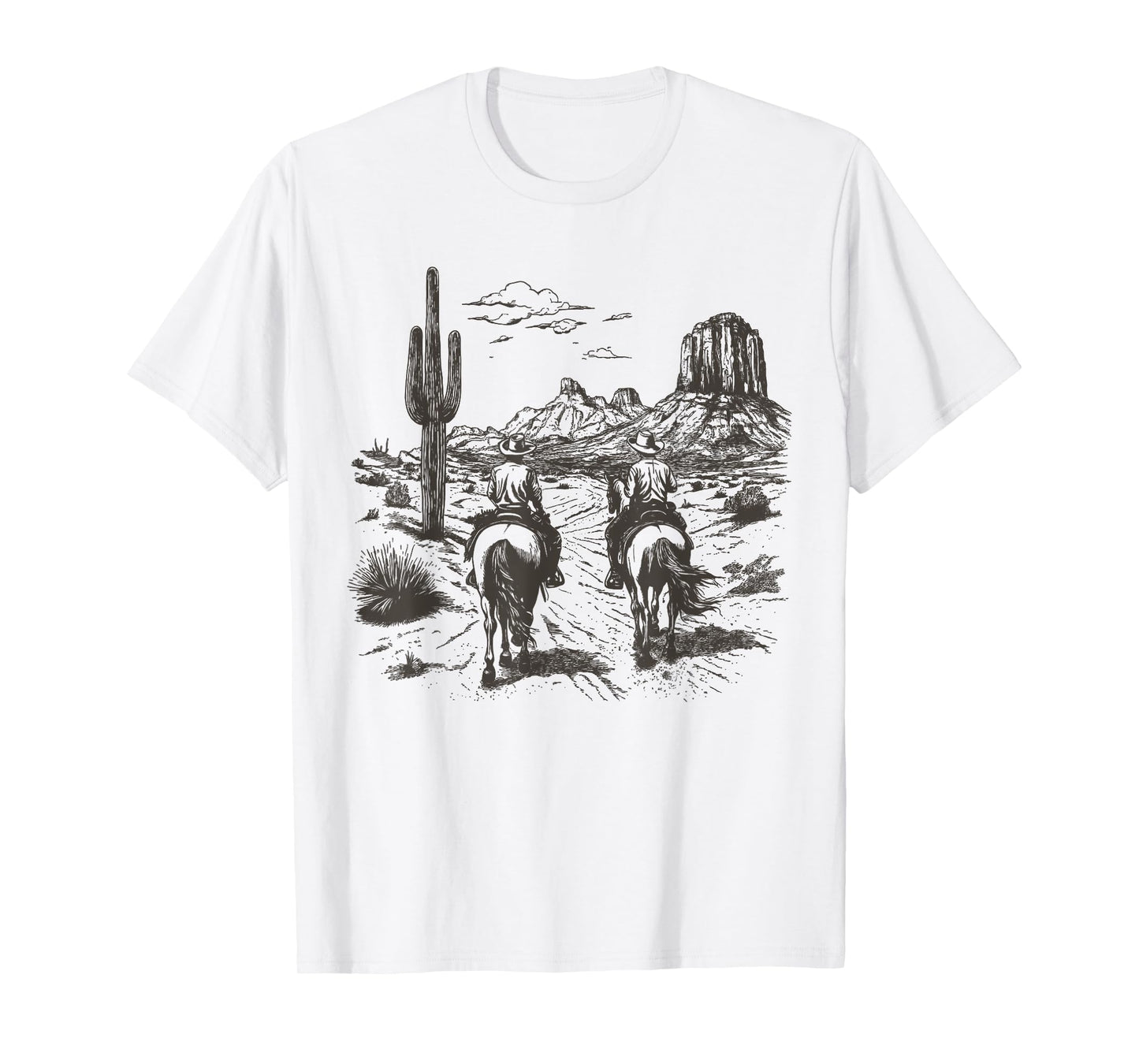 Vintage Cowboy Riding Horse Western Desert Mountain Country T-Shirt