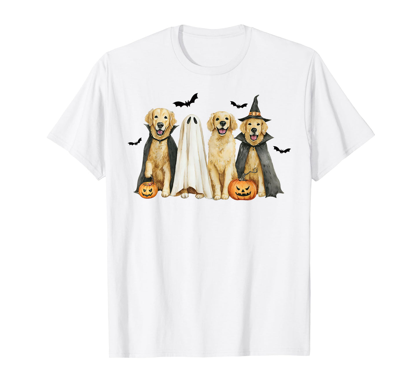 Golden Retriever Dogs Ghost Boo Witch Costume Halloween T-Shirt
