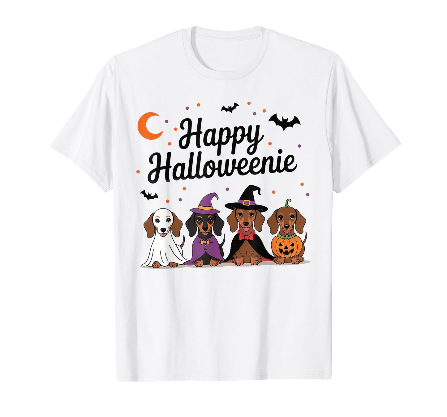 Weiner Dog Witch Happy Halloweenie Cute Halloween Dachshund T-Shirt