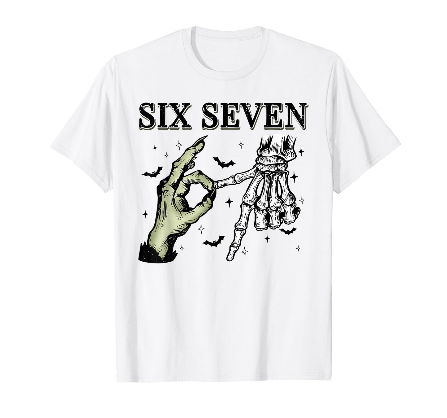 67 Six Seven Witch Skeleton Halloween Meme Funny Design T-Shirt