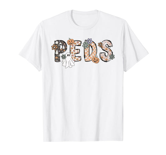 Halloween Nurse Peds Boo Boo Crew Pediatric Nurse Ghost Fall T-Shirt