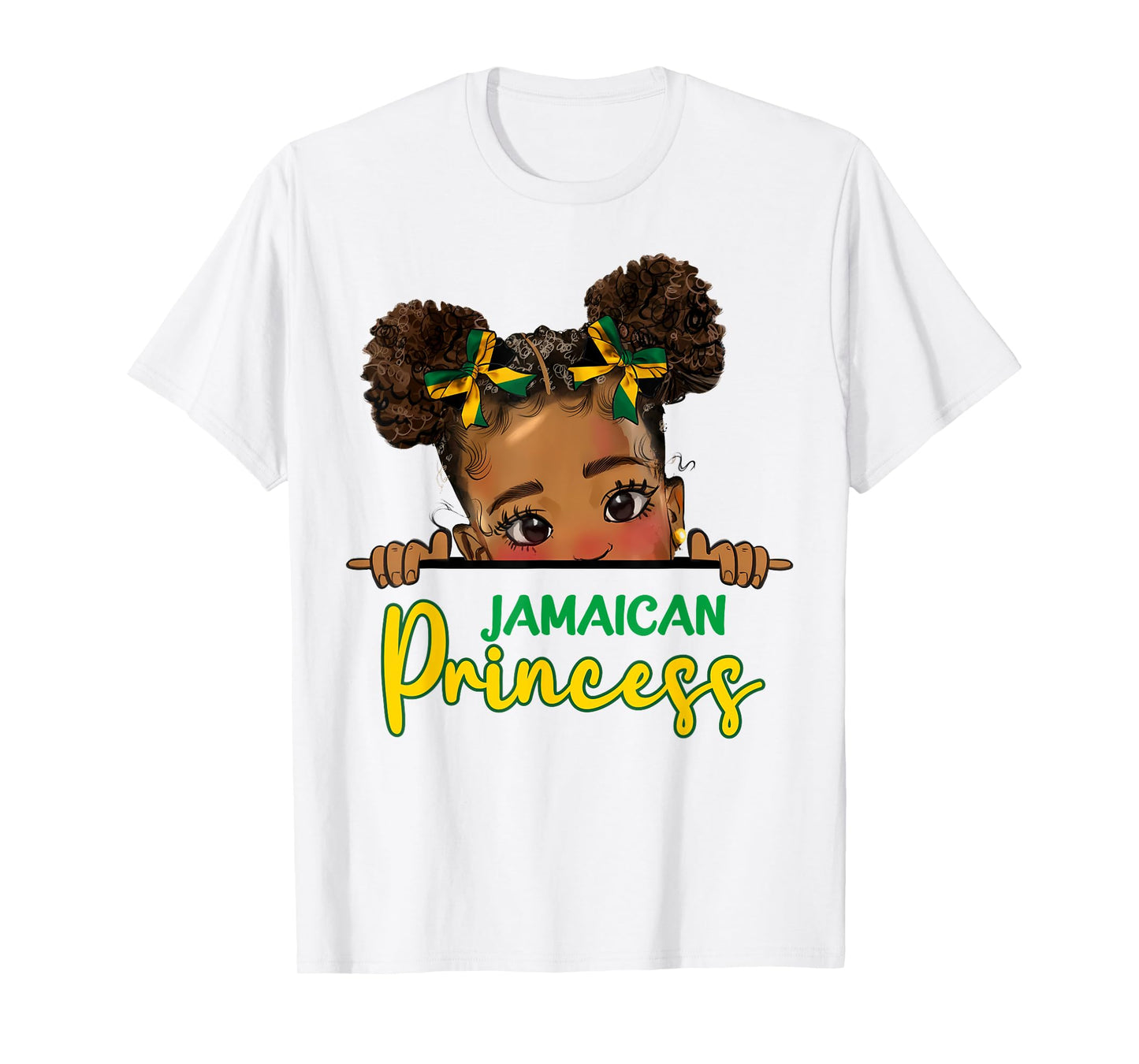 Jamaican Princess Messy Bun Girl Kids Toddlers Jamaica Flag T-Shirt