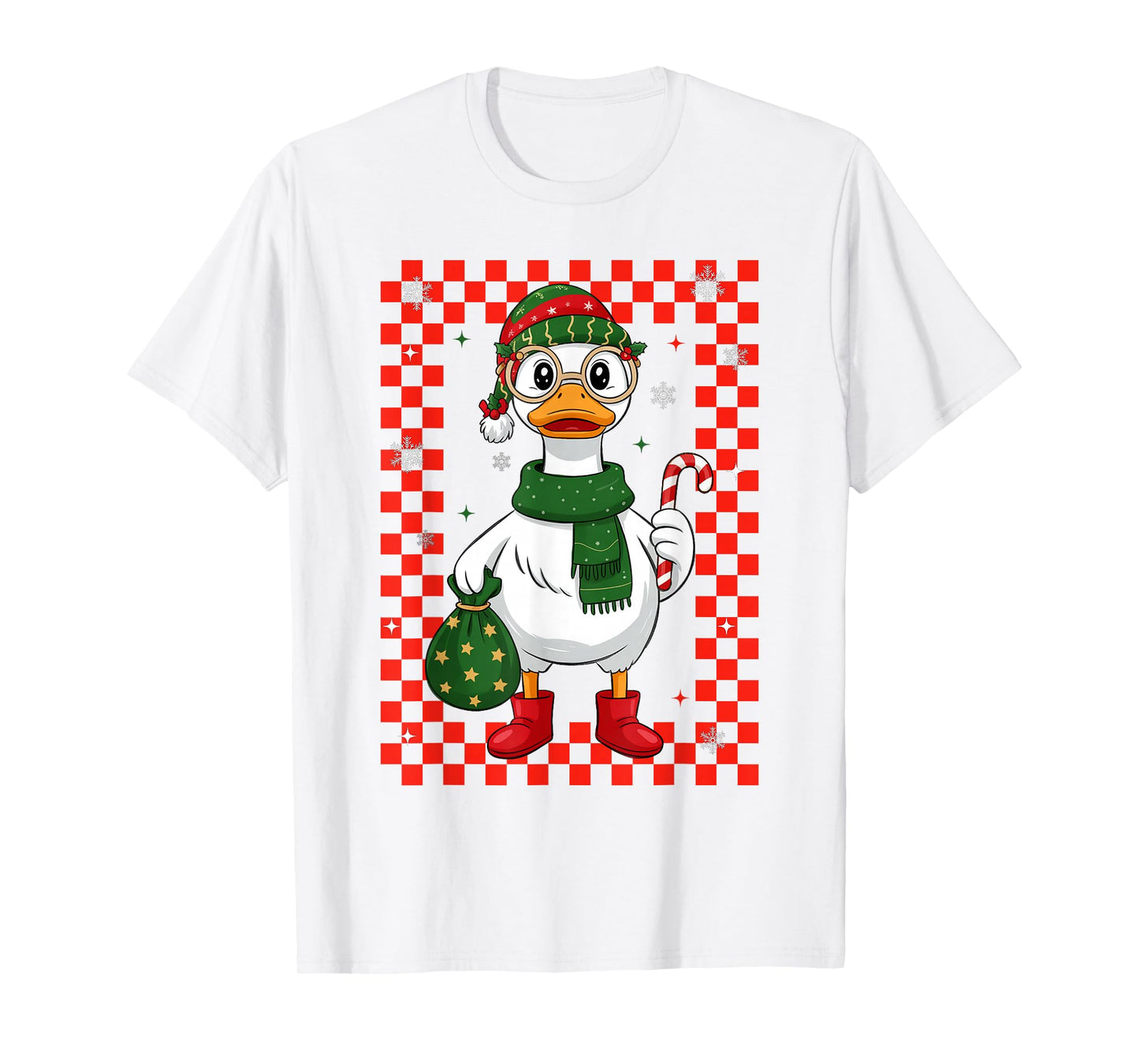 Christmas Candy Cane Goose Matching Couple Xmas Boys Girls T-Shirt