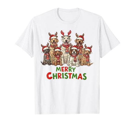 Christmas Dogs Xmas Santa Hat Dog Lover Dog Mom Dog Dad T-Shirt